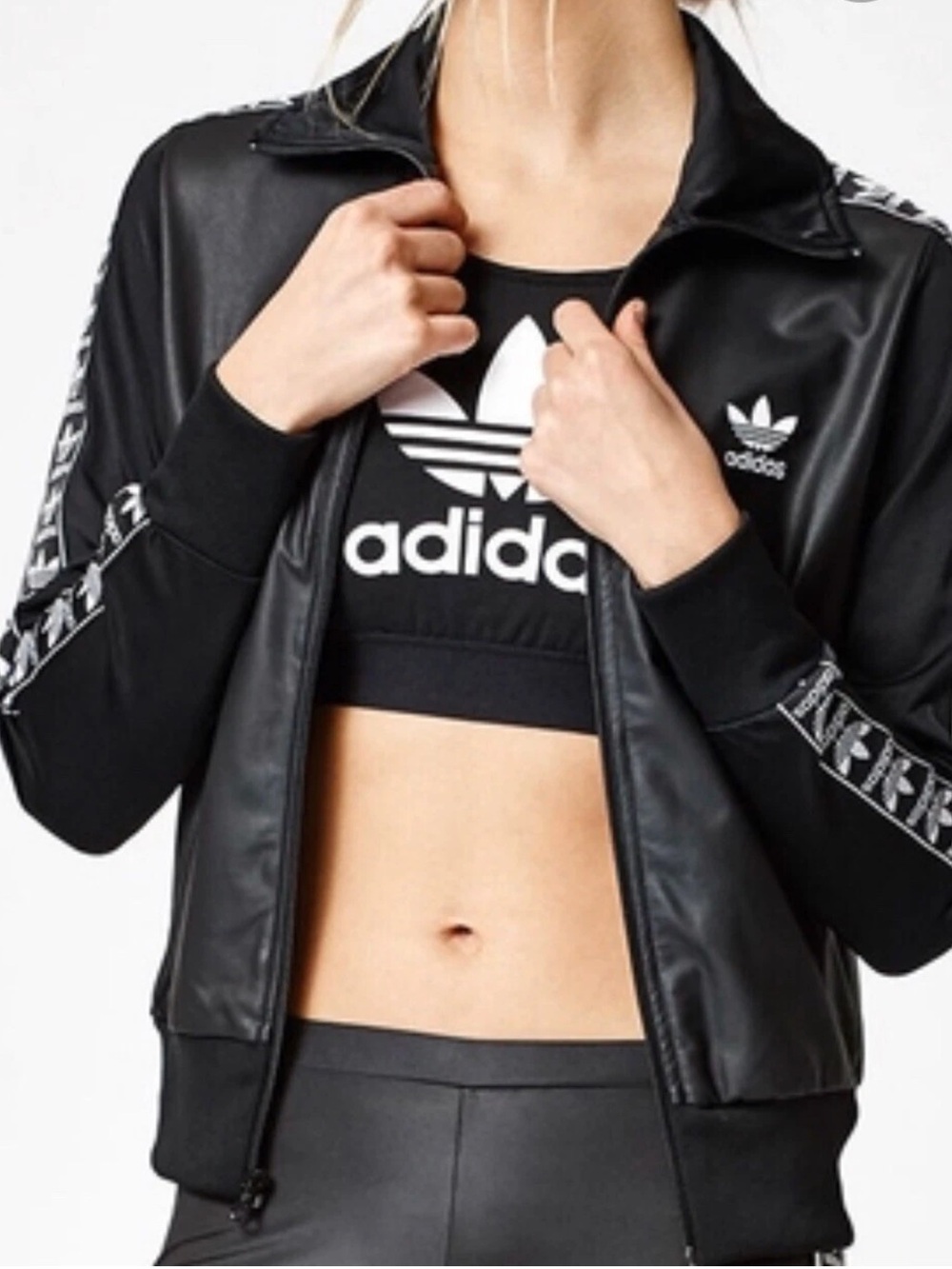 ADIDAS Originals Berlin Track Jacket Moto Shiny Black Firebird Bomber Size XS